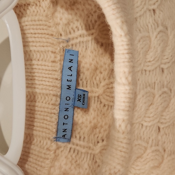 Antonio Melani Lambs Wool Rabbit Hair Cream Long Sleeve Cable Knit XS Sweater - Picture 2 of 7